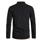 Χαμηλού Κόστους Business Casual-Ανδρικά λινό πουκάμισο Καλοκαιρινό πουκάμισο Casual πουκάμισο Πουκάμισο παραλίας Διακοπών Διακοπές Καθημερινά Γαλάζιο Μαύρο Χακί Σκούρο γκρι Κοντομάνικο Όρθιος γιακάς Ρούχα