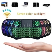 cheap Keyboards-Mini Wireless Keyboard with Multi-touch Touchpad 7 Colors Backlight Wireless Touchable Remote Control for Smart TV Box Desktop Touchpad PC