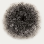 olcso Frufruk-ombre szürke afro puff húzózsinór lófarok természetes pergő göndör lófarok hajhosszabbítás fekete nőknek afro-amerikai rövid kócos lófarok zsinór
