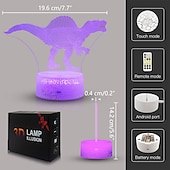 economico Luci notturne 3D-Lampada da illusione di dinosauro 3d a luce notturna Lampada da arredamento a 16 colori con telecomando per il bar della camera da letto da salotto I migliori giocattoli regalo per ragazze dei ragazzi