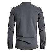 Χαμηλού Κόστους Business Casual-Ανδρικά λινό πουκάμισο Καλοκαιρινό πουκάμισο Casual πουκάμισο Πουκάμισο παραλίας Διακοπών Διακοπές Καθημερινά Γαλάζιο Μαύρο Χακί Σκούρο γκρι Κοντομάνικο Όρθιος γιακάς Ρούχα