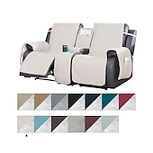 זול כיסא הכורסה הסתיים-כיסויי ספה שכיבה של loveseat עם קונסולה, כיסוי לחיות מחמד מונע החלקה לכורסת אהבה כפולה עם רצועות אלסטיות, כיסוי מושב אהבה מפוצל מגן ריהוט