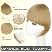 billige Lokker-pannelugg hårklips i extensions fransk pannelugg rett over naturlig pannelugg full smell med stenger i ett stykke hårklips for kvinner jenter ask blond