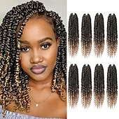 cheap Crochet Hair-Passion Twist Hair 12 Inch Water Wave Crochet Hair for Black Women Short Passion Twist Crochet Hair for Butterfly Locs 8 Packs Bob Spring Twist Hair Synthetic Curly Crochet Passion Twist Braiding Hair