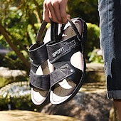 cheap Casual Sandals-Men&#039;s Casual Slip-On Brown Sandals – Lightweight Open-Toe Design with Double Straps and Cushioned Sole