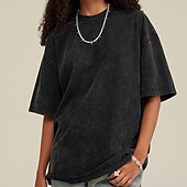 billige grunnleggende t-skjorter-Herre 100% bomullssyre-vaskeskjorte Oversized skjorte Kortermet Crew-hals Vår sommer عادي Mote Designer Fritid Sport &amp; Utendørs Daglig Gateklær Svart Rosa Grønn Topp T-skjorte for menn