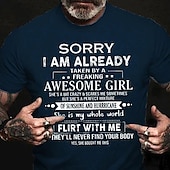 preiswerte Herren -Grafik -T -Shirt-Herren Grafik Buchstabe Tut mir leid, dass ich bereits von einem verdammt tollen, perfekten Mädchen verführt wurde T Shirt T-Shirt 100% Baumwolle Kurzarm Grafik Hemd Wein Schwarz Weiß Bequemes T-Shirt
