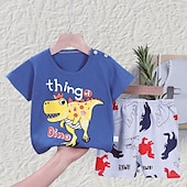 halpa Setit-2 osainen Lapset Poikien T-paita ja shortsit Asu Eläin Piirretty Lyhythihainen Puuvilla Aseta Kausaliteetti Muoti Päivittäin Kesä Kevät 3-7 vuotta Lyhyt setti 12-Dinosaur Paradise Lyhyt setti