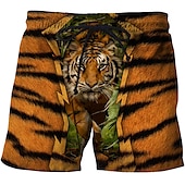 economico Animali &amp; Uccelli-Per uomo Tigre Alfabetico Costume nuoto a pantaloncino Boxer da surf Pantaloncini da mare Vita normale Hawaiano Boho Esterno Per eventi Per uscire Tasche A cordoncino Vita elastica progettista