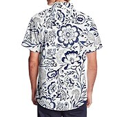 voordelige Tropische planten-Voor heren Bloemig Tropische bloemen Overhemd Hawaiiaans overhemd Aloha-shirt Lange mouw Overhemd Strijkijzer Modieus Streetwear Ontwerper Buiten Straat Casual Wit blauw Licht Blauw S M L