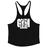 economico Magliette da sport e palestra-Per uomo Grafico Lettera Canotta Maglietta smanicata Canottiera Canotte con retro a vogatore Senza Maniche maglietta Collo a U Camicia Moda Muscolo Allenamento Quotidiano Vacanza Palestra Nero Bianco