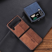 Недорогие Чехлы для Samsung-Чехол для телефона для Samsung Galaxy Z Flip 6 Z Flip 5 Z Flip 4 Z Flip 3 кожаный флип ударопрочный однотонный ПК PU кожа