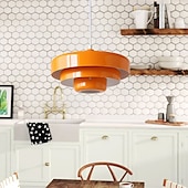 billige Øylys-led pendellampe oransje skjerm pendellampe kjøkkenøy hengende lysekrone lysarmaturer mørkegrønn soverom nattbord justerbar taklampe hengende lampe