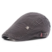 cheap Men&#039;s Hats-Men&#039;s Flat Cap Black Navy Blue Cotton Fashion Streetwear Stylish 1920s Fashion Outdoor Daily Going out Letter Warm