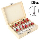 お買い得  手工具-12 個 1/4 シャンクルータービットセットフライスカッター木材トリミングスロッティング彫刻超硬木工 diy ツール