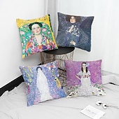 levne Vintage styl-slavný obraz oboustranný povlak na polštář 4ks gustav klimt měkký dekorativní čtvercový povlak na polštář povlak na polštář do ložnice obývací pokoj pohovka gauč křeslo