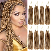 cheap Crochet Hair-Passion Twist Hair 12 Inch Water Wave Crochet Hair for Black Women Short Passion Twist Crochet Hair for Butterfly Locs 8 Packs Bob Spring Twist Hair Synthetic Curly Crochet Passion Twist Braiding Hair