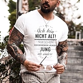 ieftine Tricou grafic pentru bărbați-Bărbați Scrisă Imprimeu Grafic ich bin nicht alt Tricou Stil casual Bumbac Manșon scurt Grafic Cămaşă Negru Alb Gri Tricou confortabil În aer liber Stradă Îmbrăcăminte de designer de modă