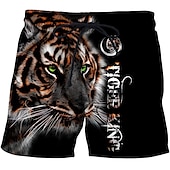 economico Animali &amp; Uccelli-Per uomo Tigre Alfabetico Costume nuoto a pantaloncino Boxer da surf Pantaloncini da mare Vita normale Hawaiano Boho Esterno Per eventi Per uscire Tasche A cordoncino Vita elastica progettista