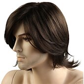 お買い得  メンズウイッグ-長いカールと部分的なフリンジの男性用ウィッグ
