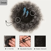 olcso Frufruk-ombre szürke afro puff húzózsinór lófarok természetes pergő göndör lófarok hajhosszabbítás fekete nőknek afro-amerikai rövid kócos lófarok zsinór