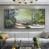 voordelige Schilderijen van landschappen-handgemaakt olieverfschilderij canvas muurkunst decor abstract groen bos schilderij origineel landschapsschilderij voor interieur met uitgerekte lijst/zonder binnenlijst schilderij