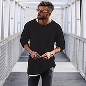 olcso férfi pulóver pulóver-Férfi Pulóver Kötött Szokványos Egyszínű Terített nyak Pulóverek Napi Ruházat Raglán ujjak Tél Lóhere Fekete M L XL