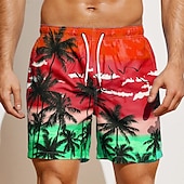 ieftine Plante și flori tropicale-Bărbați Grafic Copac de cocos Pantaloni Scurți de Înot Pantaloni Scurti Chiloți Înot Talie medie Șic Stradă Hawaiană Boho Casual Zilnic Concediu Cordon cu căptușeală din plasă Talie elastică Designer