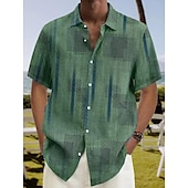 voordelige Geometrisch patroon-Voor heren Geometrie Overhemd Overhemd met knopen Korte mouw Sport Modieus Streetwear Buiten Straat Dagelijks Zomer Lente Strijkijzer Afdrukken Button-omlaag Paars Bruin Groen White + White