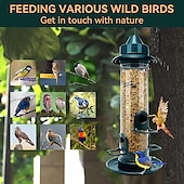 cheap Backyard Birding &amp; Wildlife-Bird Feeders for Outdoors Hanging  Squirrel Proof Bird Feeders for Outdoors Large Tube Bird Feeder with 4 Feeding Ports Bird Seed Feeder with Hook and Food Tray Attract Multiple Birds