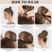 voordelige Chignons-zwarte knot haarstukken voor vrouwen meisjes dame trekkoord nep ballet bun extensions synthetische opgestoken donut chignon uit één stuk