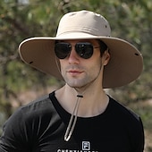 baratos Toucas para o exterior-Homens Chapéu de pesca Chapéu de Trilha Chapéu boonie Aba larga Verão Ao ar livre Proteção Solar UV Filtro Solar A Prova de Vento UPF50+ Chapéu Palha Preto Verde Tropa Azul Marinho para Acampar e