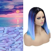 economico Parrucche da festa-parrucca verde menta parrucca corta liscia bob parrucche ombré parrucche per donne e ragazze resistenti al calore parrucca sintetica colorata per feste cosplay 14 pollici parrucca di carnevale