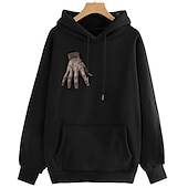 economico Grafica di personaggi di cartoni animati e film-Mercoledì Addams Famiglia Addams Thing Felpa con cappuccio Stampa Classico Stile di strada Per Da coppia Per uomo Per donna Per adulto Stampa a caldo Casual / quotidiano