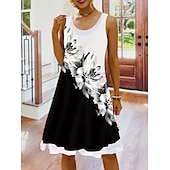 cheap Floral Dress-Women&#039;s Mini Dress Casual Dress Petite Dress T Shirt Dress Tee Dress Shift Dress Elegant Vintage Outdoor Vacation Holiday Regular Fit Floral Sleeveless Crew Neck White Pink Red Purple