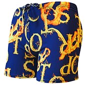 voordelige heren boxer zwembroek-Voor heren Badpak Lange zwembroeken Zwemshorts Boardshorts Zomer korte broeken Afdrukken Haai Brief 3D Ademend Sneldrogend Feestdagen Zwembad Sexy Rekken 1 5 Lage Taille Rekbaar