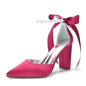 cheap Formal-Elegant Green Satin Ankle Strap Heels – Pointed Toe, Pearl Bow Detail, Block Heel Pumps for Women – Perfect for Weddings &amp; Parties
