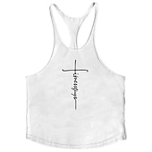 cheap Sports Gym T shirts-Men&#039;s Letter Tank Top Vest Top Undershirt Racer Back Tank Top Sleeveless T shirt U Neck Shirt Stylish Muscle Comfortable Sport Daily Vacation Black White Yellow Summer Clothing Apparel M L XL XXL