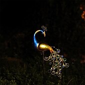 tanie Oświetlenie krajobrazowe-słoneczne pawie światła dekoracja zewnętrzna światło do ogrodu patio led lekkie metalowe posągi pawi figurka trawnik krajobraz na podwórku ścieżka dekoracja ogrodowa rzeźba w domu oświetlenie