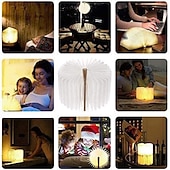 Χαμηλού Κόστους Διακοσμητικά φώτα-led κομοδίνο φωτιστικό αναδιπλούμενο βιβλίο νύχτας επαναφορτιζόμενο μαγνητικό ράφι κομοδίνου ή τραπεζάκι σαλονιού παιδικό χριστουγεννιάτικο δώρο