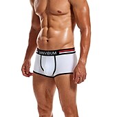 cheap Men&#039;s Boxers Underwear-Men&#039;s 2 Packs Briefs Polyester Breathable Soft Color Block Mid Waist Black White