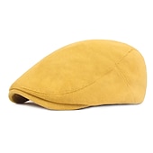 abordables Sombreros de hombre-Hombre Gorra Plana Negro Amarillo Algodón Ropa de calle Elegante Moda de los años 20 Exterior Diario Noche Plano Templado