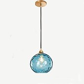 abordables Éclairages pour îlot-led pendentif lumières îlot de cuisine verre soufflé à la main éclairage marbre bleu moderne ferme foyer entrée luminaires plafond suspendu globe sur table