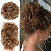 abordables Chignons-100% remy de cheveux humains extension de chignon désordonné chignon en désordre chouchous extension bouclés ondulés désordonné 100% remy extensions de cheveux humains chignon pour les femmes chignon