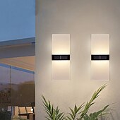 cheap Outdoor Wall Lights-2pcs Solar Wall Lights 2 Modes Lighting Outdoor Waterproof LED Wall Lamp Intelligent Light Control Garden Fence Lights Solar Lamp Courtyard Street Landscape Light