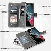Недорогие Чехлы для Samsung-телефон Кейс для Назначение SSamsung Galaxy S23 S22 S21 S20 Plus Ultra A54 A34 A14 А73 А53 А33 A72 A71 A12 A32 A52 Samsung A13 5G A51 Кошелек для карт Флип Кошелек Молния Плитка ТПУ Кожа PU