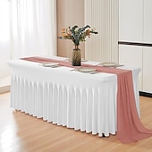 abordables Nappes-Housse de table en spandex nappe d&#039;extérieur blanche 6 pieds 4 pieds 8 pieds nappe à ressort noire extensible rectangulaire pour patio, pique-nique, mariage, salle à manger, pâques, cuisine
