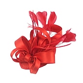 levne Fascinátoři-Čelenky Fascinátory Klobouky  Polyamidový klobouk Fedora Klobouk s plochým vrškem Podzimní svatba Městská párty  Večerní dovolená Čajová párty Dostih Vintage Elegantní s peřím Appliques Hlava