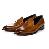 billige Semi-formell-brune dusk-loafers i imitert skinn for menn – klassiske slip-on-dress-sko med vintage-sjarm, ideell for formelle begivenheter og forretningsantrekk