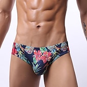 olcso Férfi alsónemű és zokni-Férfi 3 csomag Bugyik Spandex Mosható Kényelmes Nyomtatott Alacsony derekú Fehér+Sárga Kék piros
